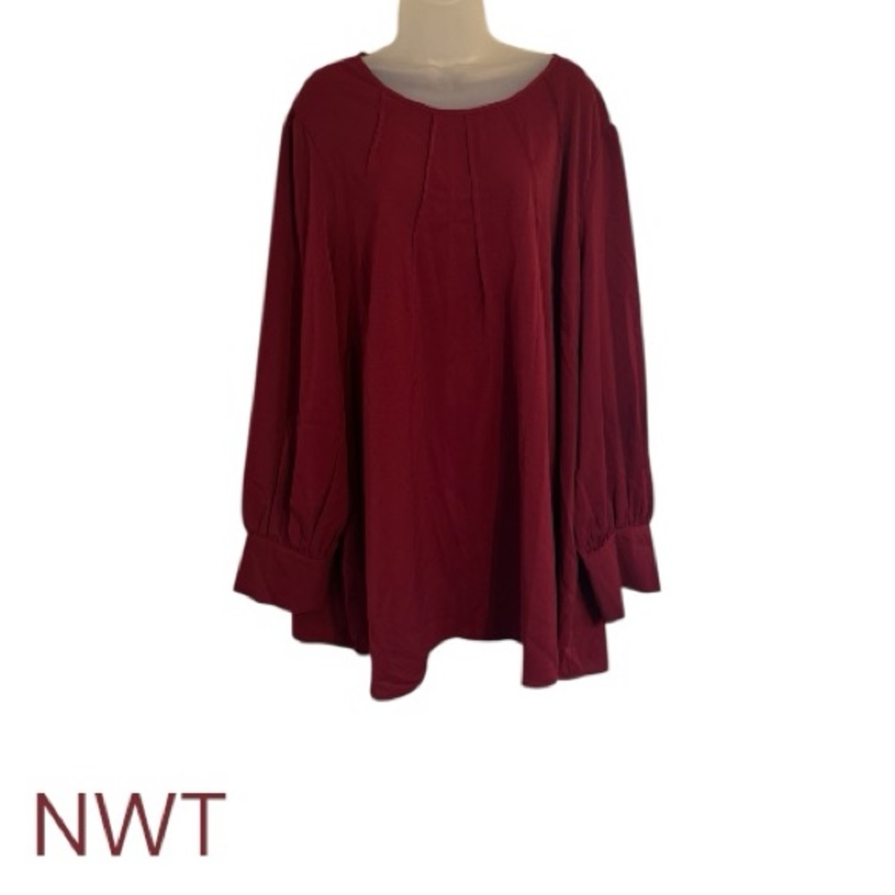 NWT Burgundy/Crimson Women's Blouse PLUS SIZE: 26 BIN#4